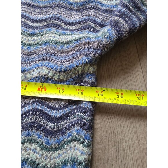 J Jill Womens Blue & Green Wave Pattern Knit Sweater Pullover Size M - Picture 9 of 9